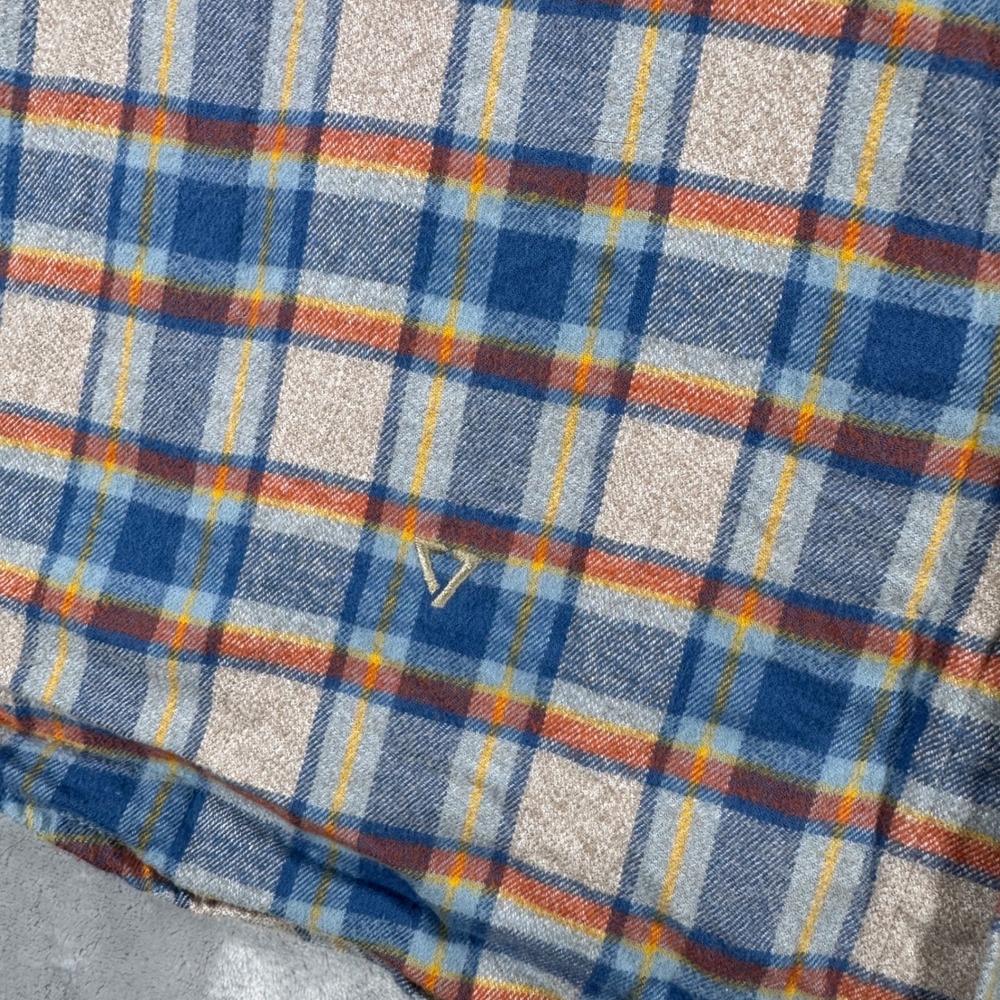 VISSLA Central Coast ECO Flannel Shirt Mens XL Blue Orange Organic Cotton Plaid - Picture 5 of 13